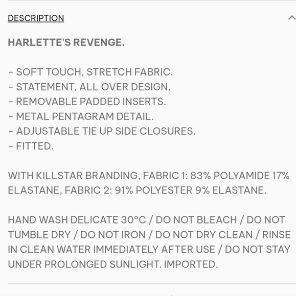 NWT Killstar Harlette's Revenge Bikini. Sizes XS and S. - Picture 6 of 11